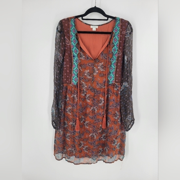 Sundance Dress Size S Oversized  Artist Devine Multiprint Tie Neck - Picture 2 of 8